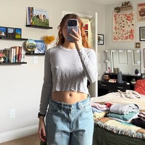 Aerie Heather Gray Ribbed Top